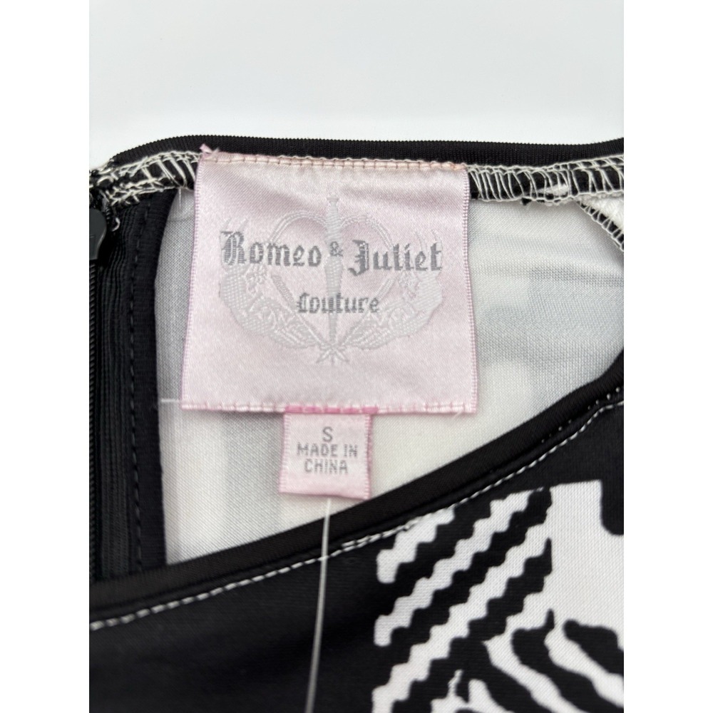 Romeo & Juliet Couture Dress Small Black White Geometric Bodycon Sheath Chic NWT - Picture 3 of 12